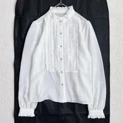 26SS✨今季✨ソブ sov. ダブスタ フリルシフォンブラウス 白 金ボタンのサムネイル