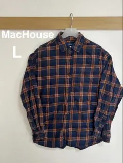 マックハウスNAVYネイビー メンズシャツ チェック柄 長袖 Lサイズのサムネイル