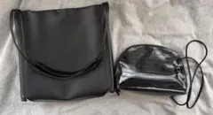 ブラックショルダーバッグとポーチセット ニコアンド