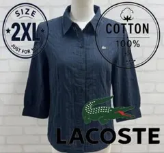 a1552 LACOSTEラコステ ボックスシルエットロゴ入シャツ チェック柄 
