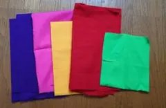 無地はぎれ5色セット 紫　ピンク　黄色　赤　黄緑 ハンドメイド　保育