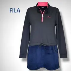 FILA GOLF ゴルフウェア ワンピース M ブラック ネイビー フリース