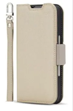 【Corallo】 iPhone 17 Pro ストラップ付き ベージュ×グレー