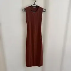 Zara ブラウン ノースリーブ ロングドレス