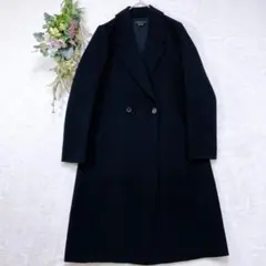 【セオリー】theory ブラック ダブルブレストコート ロング 1443