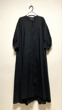 ミズイロインド　mizuiroind バンドカラー　フレアシャツワンピース