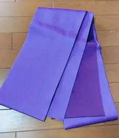 紫の光沢半幅帯　浴衣　リバーシブル