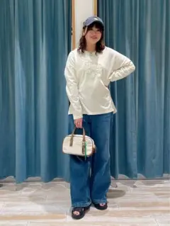 BAYFLOW ピグメントボートネックロングスリーブT