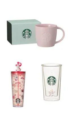 【新品未使用】スタバ バレンタイン3点セット マグ タンブラー グラス ギフト