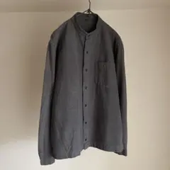 MUJI 無印良品　フランネルスタンドカラーシャツ　ダークグレー　L