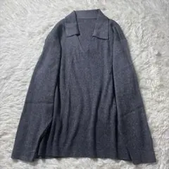 ユニクロ ウォッシャブル ニットリブ ポロセーター 3XL ダークグレー