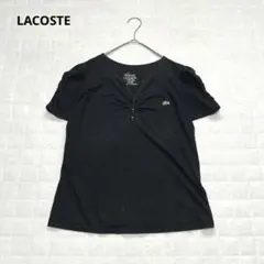 ラコステ　半袖Tシャツ　Vネック　ロゴ　ワンポイント　カジュアル　ブラック　黒のサムネイル