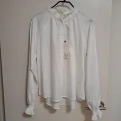 【新品】GU フリル付きオフホワイトシャツ S