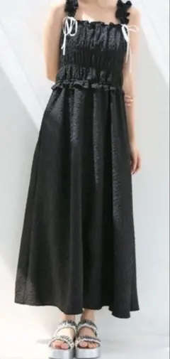 OLIVE des OLIVE ブラックリボンキャミワンピース