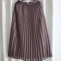 GU 小花柄 プリーツスカート ブラウン Sサイズ
