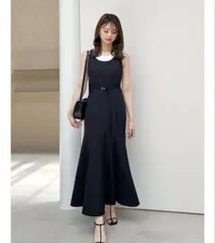 LAUBE BLANC Belted Drape Dress ブラックS - メルカリ