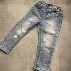 H&M 刺繍デザイン デニムパンツ 2T