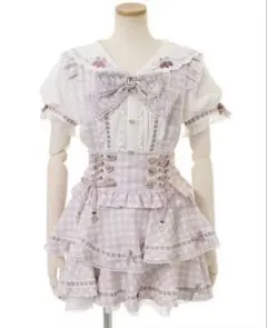 LIZLISA リズリサ はしごリボンギンガムティアードスカパン ピンク