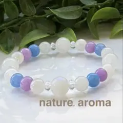 天然石ブレスレット 白　ブルー パワーストーンブレスレット　No. 104
