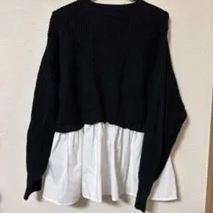 レイヤードデザイン長袖ニット