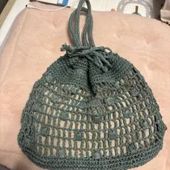 studio CLIP グリーン 編みバック　ショルダーバック
