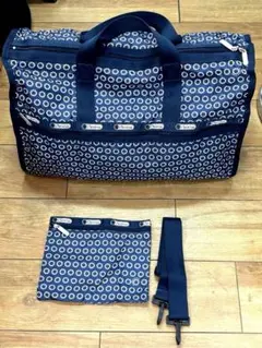 LeSportsac ネイビー 花柄 ボストンバッグ 大容量