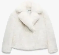 ZARA フェイクファー ショートコート ホワイト - メルカリ