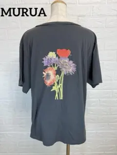 ムルーア 花柄 Ｔシャツ 丸首 半袖 Ｆ 灰色 綿 カジュアル バックプリントのサムネイル