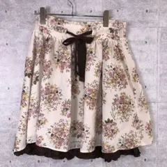 姫カジ 古着 axes femme フロントリボン 花柄フレアスカート