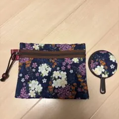 花柄ポーチとミラーセット