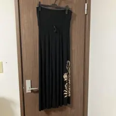 み*ん様 花柄プリント 黒 ロングスカート