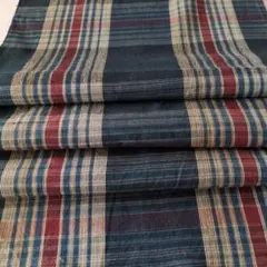 藍染古布　古布綿格子柄　古布着物リメイク　古布綿はぎれ　古布チェック柄　H-2