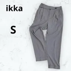 ＊イッカ＊スラックス 千鳥格子 テーパード パンツチェック柄 S ベルト風 通勤