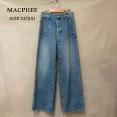 MACPHEE マカフィー ナチュラルスラブデニム ハイウエストワイドパンツ