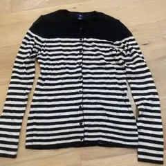 Gap 黒と白のストライプ カーディガン S