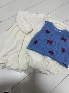 ZARA リボン ニットベスト ブラウス セット