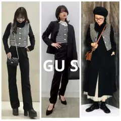 GU ツイーディクロップドベスト ブラック S