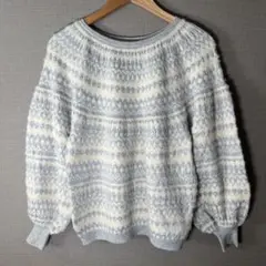 【SHIPS】シップス ノルディック柄 バルーンスリーブ ニット