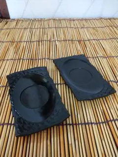 茶托 茶たく 黒檀 2枚セット.