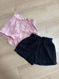 コットン半ズボン 2色セット（ピンク・ブラック）