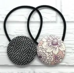 【232】ハンドメイド38mm くるみボタン　ヘアゴム