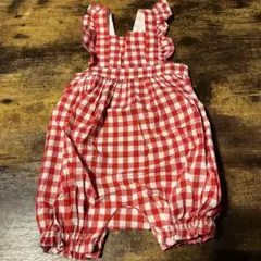 ★ベビー用★babyGap 赤と白のチェック柄ロンパース・サイズ８０