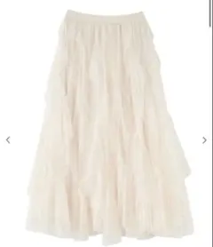 完売品 COCO DEAL チュールエスカルゴフリルフレアスカート アイボリー