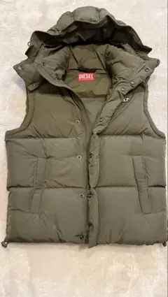 DIESEL フード付きダウンベスト オリーブグリーン サイズ40