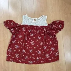花柄レース半袖トップス