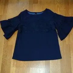 未使用 フロント 袖 レース トップス カットソー ブラウス
