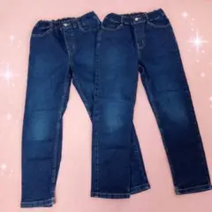 ☆GUジーユー☆KIDS ストレッチデニムロングパンツ2点セット☆130サイズ☆