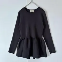 美品✨ユナイテッドアローズ ペプラム プルオーバーニット 長袖 切替 ブラック