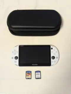 美品 PS Vita ホワイト ゲームソフト2個 セミハードケース