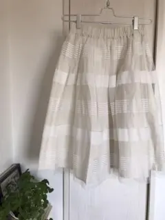 2wayリバーシブル【cloche】ボーダーチュールスカート❄︎冬の白コーデ❄︎綿